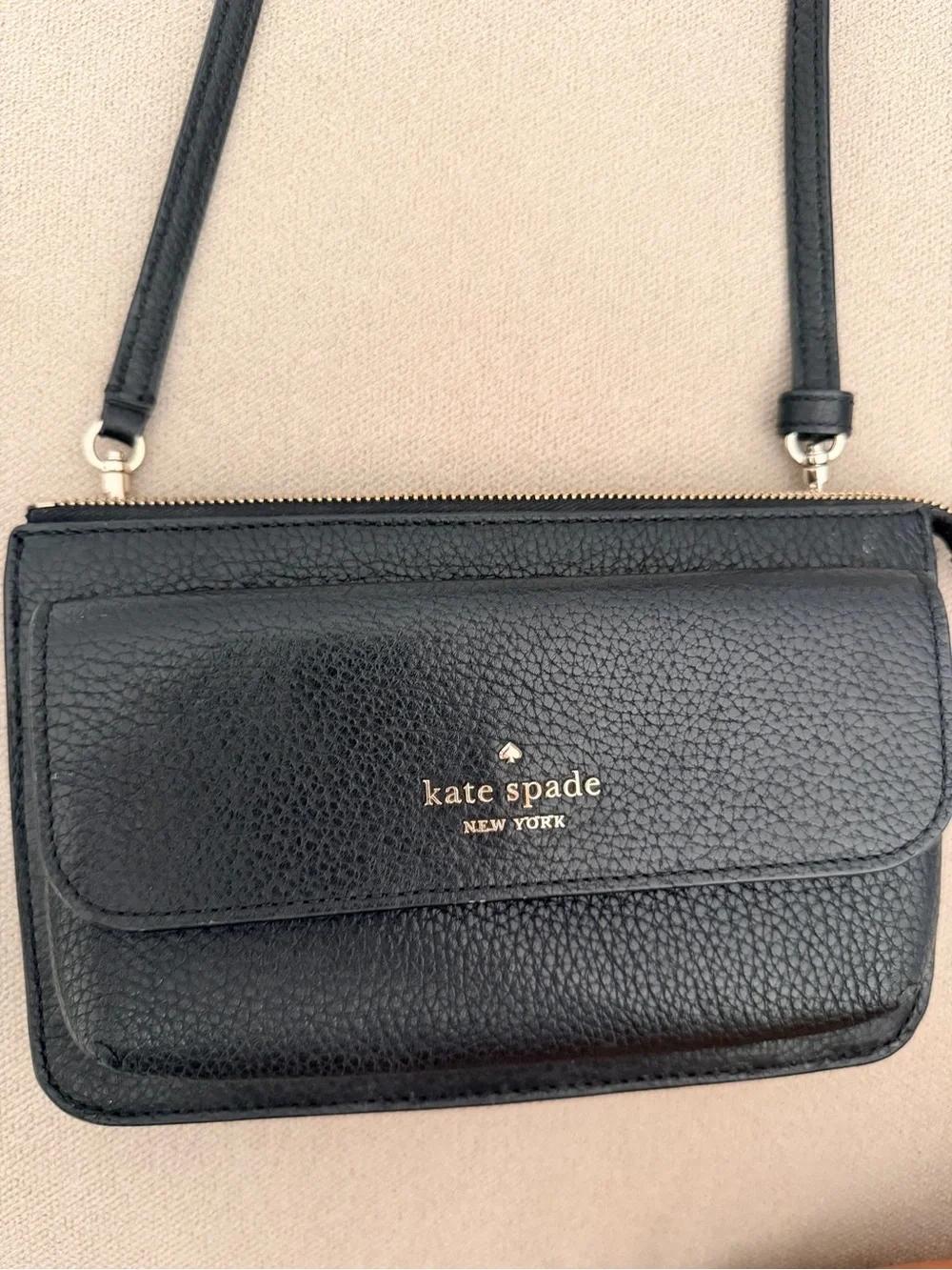 kate spade black pebbled leather crossbody wallet bag - Picture 3 of 7